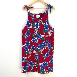 Vintage Hitomi Kailua-Kona Floral Hawaiian Sundress w Tie Straps, Women's Large
